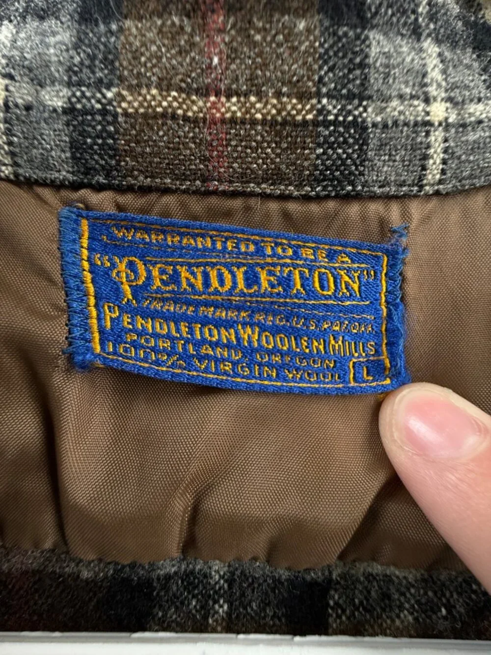 VTG Pendleton Virgin Wool Button Up Shirt Large Plaid Brown 60s 70s Soft Adult